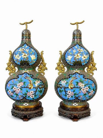Vase double gourde - Émail - Chine