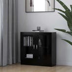 vidaXL Vitrinekast 82,5x30,5x80 cm bewerkt hout zwart, Verzenden