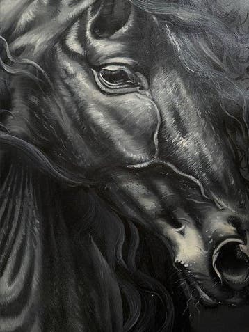 Truong Thu (1991) - Cheval Noir 100 80 cm, Antiek en Kunst