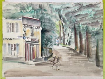 Geneviève Gallibert (1888–1978) - Paysage Guinguette Au