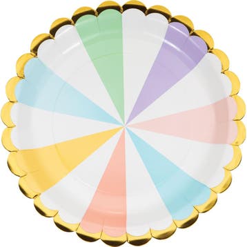 Borden Strepen Pastel 23cm 8st, Verzenden, Nieuw