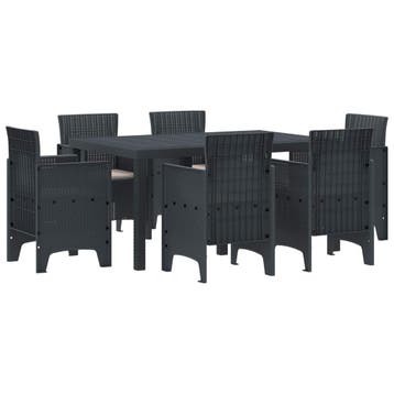 vidaXL Tuin Eettafel Set 7 st Antraciet Polt riet, Verzenden