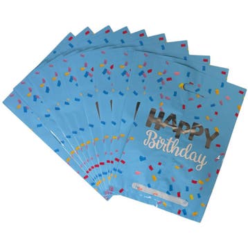 Fako Bijoux - Folie Uitdeelzakjes Happy Birthday Zilver - 10, Diversen, Cadeauverpakkingen, Verzenden, Nieuw