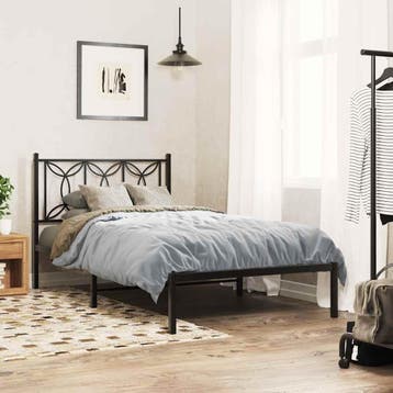 vidaXL Bedframe met hoofdbord metaal zwart 100x200 cm, Verzenden