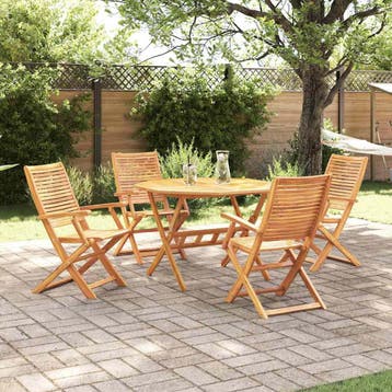 vidaXL Tuin Eettafel Set 5 st Bruin Massief Acacia Hout, Tuin en Terras, Verzenden, Nieuw
