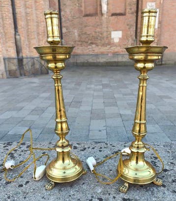 Kaarsenhouder (2) - Messing - twee kandelaars
