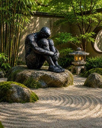 sculptuur, Modern Sitting Man Sculpture – Creative Artistic