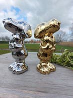 Beeld, silver en gold snoopy - 20 cm - Keramiek