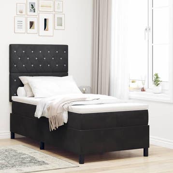 vidaXL LED Box Spring Bed met matras Zwart 90 x 200 cm, Verzenden