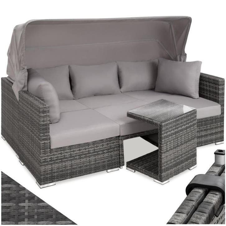 Rotanlounge met aluminium frame San Marino - grijs, Jardin & Terrasse, Ensembles de jardin, Envoi