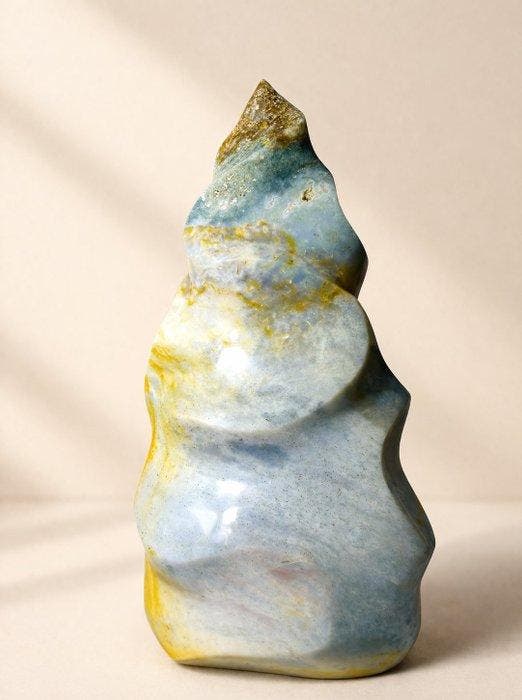 Gepolijste Ocean Jasper-vlam Featuring - Strand en Zee -, Collections, Minéraux & Fossiles