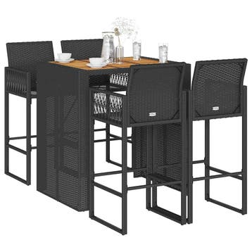 vidaXL 5-delige Tuinbarset zonder kussens poly rattan acacia, Verzenden, Nieuw