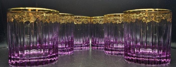 ISMIE LUX - Drinkservies (6) - Zes wonderen: paarse whisky, Antiek en Kunst, Antiek | Meubels | Tafels