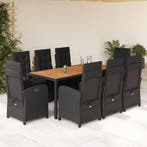 vidaXL 9-delige Tuinset poly rattan zwart, Verzenden, Nieuw, Tuinset