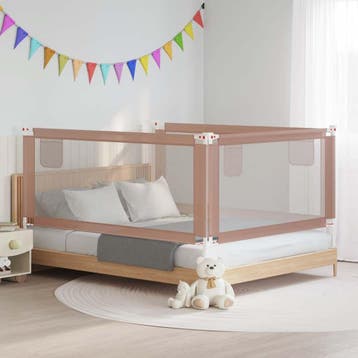 vidaXL Bedhekje peuter 190x25 cm stof taupe, Verzenden
