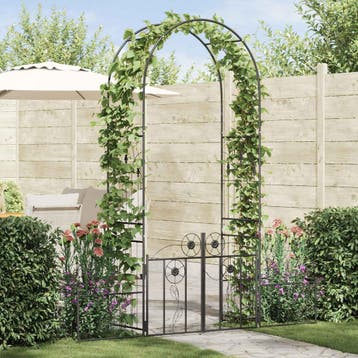 vidaXL Tuinboog Zwart 203 x 50 x 218 cm Staal, Verzenden, Nieuw