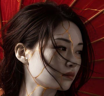 The Crimson Parasol Kintsugi” by Kleury.art (4/5) -