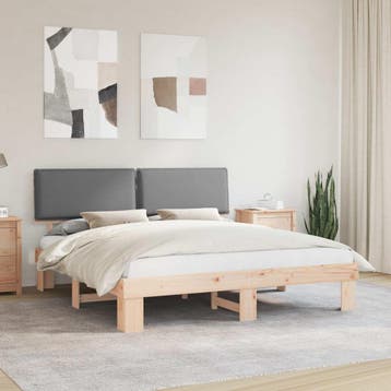 vidaXL Bedframe met Gevoerde Hoofdbord Lichtgrijs 180 x 200, Huis en Inrichting, Slaapkamer | Bedden, Verzenden, Nieuw