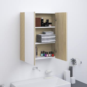 vidaXL Badkamerkast met spiegel 60x15x75 cm MDF wit en, Verzenden, Nieuw