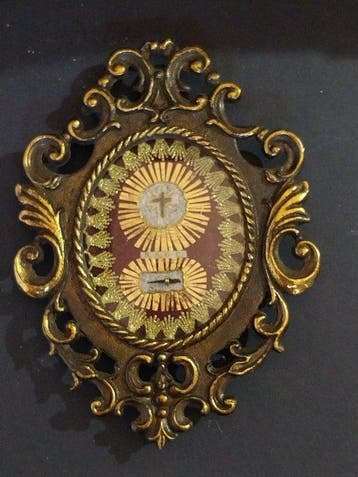 Reliekhouder - Brons, Glas, Hout, Papier - 20e eeuw -, Antiek en Kunst