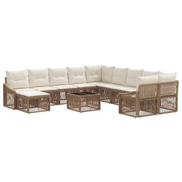 vidaXL Tuinbank Set 12 pcs Beige poly rattan, Verzenden, Nieuw