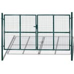 vidaXL Dubbele poort met deur 300x150 cm gepoedercoat staal, Tuin en Terras, Verzenden, Nieuw