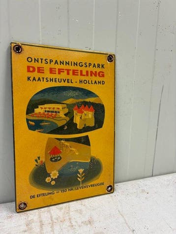 Vintage Efteling enseigne publicitaire émaillée – panneau