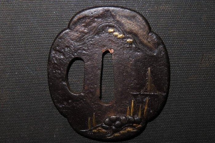 gesmeed ijzer - C5-875 Scenery Tsuba - Japan - Edo Periode, Antiek en Kunst, Antiek | Overige Antiek
