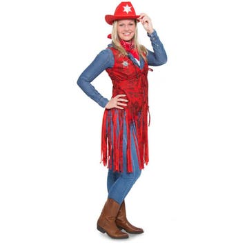 Cowboy Vest Rood S-M | 36-38, Kleding | Dames, Verzenden, Nieuw