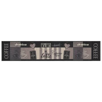 vidaXL Keukenmat wasbaar koffieprint 60x300 cm fluweel zwart, Verzenden, Nieuw