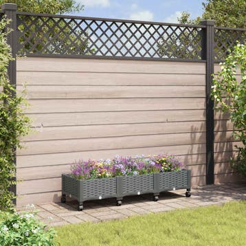 vidaXL Tuin planter met wielen Lichtgrijs 120 x 40 x 33 cm, Tuin en Terras, Verzenden, Nieuw