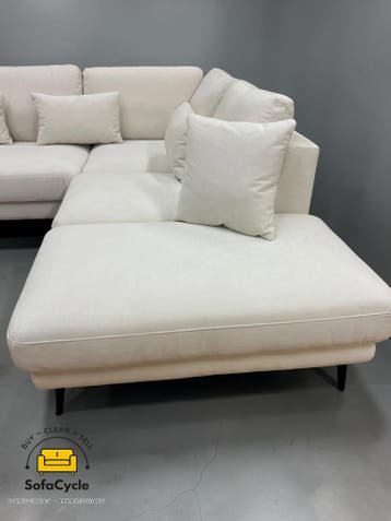 Luton hoekzetel wit in stof, hoek R – overstock, Huis en Inrichting, Zetels | Complete zithoeken, Verzenden, Nieuw