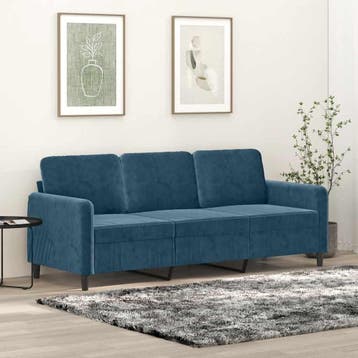 vidaXL Driezitsbank / zetel 180 cm fluweel blauw, Verzenden
