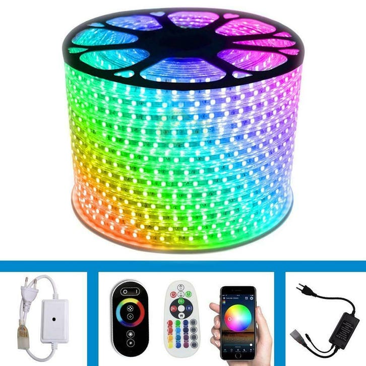 LED Strip 220V - 40 Meter in één rol(1x 40meter) - RGB - me, Maison & Meubles, Lampes | Autre, Enlèvement ou Envoi