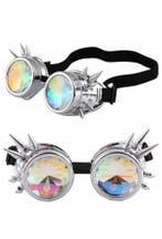 Goggles Steampunk Bril Spikes Zilver Chroom Montuur Caleidos, Ophalen of Verzenden, Nieuw