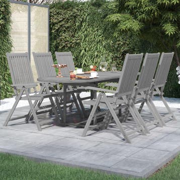 vidaXL 7-delige Tuinset massief acaciahout, Tuin en Terras, Tuinsets en Loungesets, Verzenden, Nieuw, Tuinset