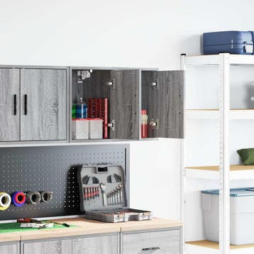 vidaXL Garagewandkasten 2 st spaanplaat Sonoma grijs, Verzenden