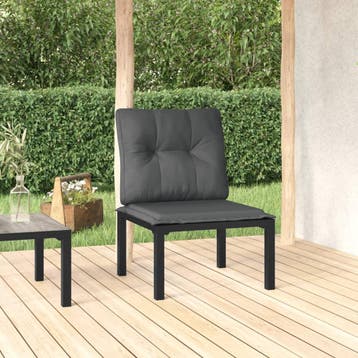 vidaXL Tuinstoel met kussens poly rattan zwart en grijs, Tuin en Terras, Verzenden, Nieuw