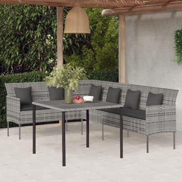 vidaXL 2-delige Tuinset met kussens poly rattan grijs, Verzenden, Nieuw, Tuinset