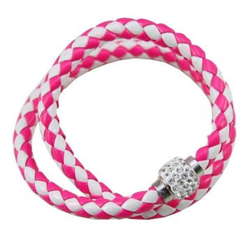 Fako Bijoux - Armband - Blinqi Dubbel - Roze/Wit, Verzenden, Nieuw