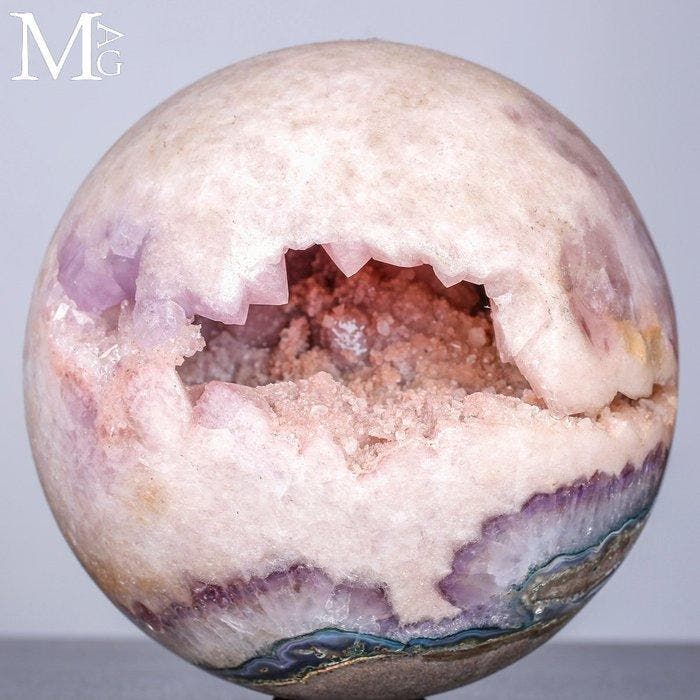 Roze amethist geode bol met kristalholte - Hoogte: 190 mm -, Collections, Minéraux & Fossiles