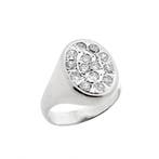 Witgouden ovalen zegelring met diamanten 0,86 ct., Ophalen of Verzenden