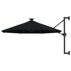 vidaXL Wandparasol met LEDs 300 cm zwart, Verzenden