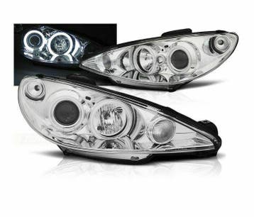 CCFL Angel Eyes koplampen Chrome geschikt voor Peugeot 206, Verzenden