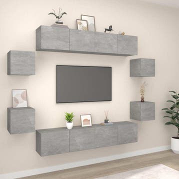 vidaXL 8-delige Tv-meubelset bewerkt hout betongrijs, Verzenden, Nieuw