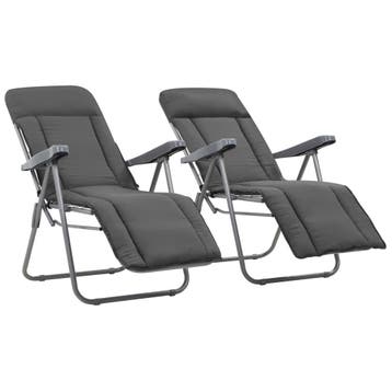 vidaXL Tuinstoelen met kussen inklapbaar 2 st grijs, Verzenden, Nieuw
