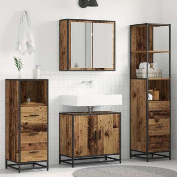 vidaXL Badkamermeubel Set 4 st Oud Hout Bewerkt hout, Verzenden, Nieuw
