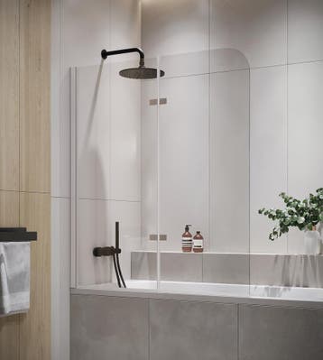 Badwand Austin 110 x 140 cm Chroom Badscherm Draaibaar 5 mm, Verzenden, Nieuw