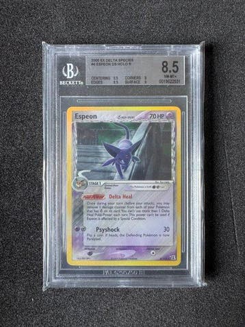 Pokémon - 1 Graded card - Espeon 4/113 Foil - Beckett 8.5 -, Hobby en Vrije tijd, Nieuw