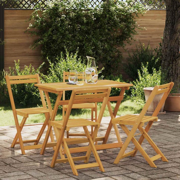 vidaXL Opvouwbare Tuin Stoelen 4 pcs Naturel 40 x 53 x 80 cm, Tuin en Terras, Tuinstoelen, Nieuw, Verzenden